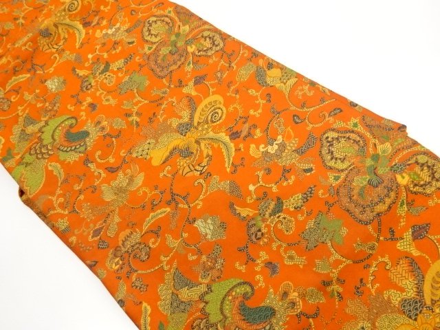 JAPANESE KIMONO / NAGOYA OBI / WOVEN ARABESQUE FLOWER 
